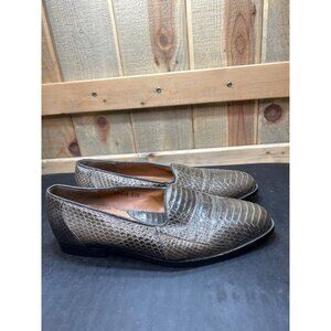 Giorgio Brutini Exotic Genuine Snakeskin Loafers 8.5M Brown Slip-On Dress Shoes